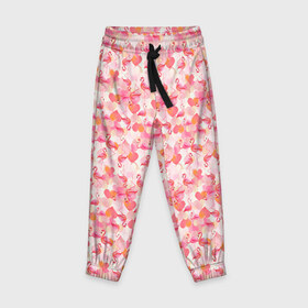 Детские брюки 3D с принтом Розовый фламинго , 100% полиэстер | манжеты по низу, эластичный пояс регулируется шнурком, по бокам два кармана без застежек, внутренняя часть кармана из мелкой сетки | камуфляж | паттерн | птицы | розовый