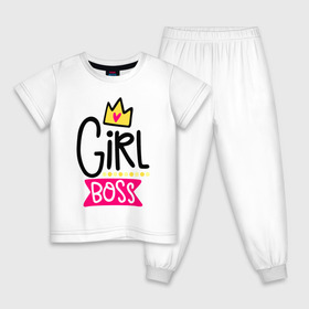 Детская пижама хлопок с принтом Girl Boss , 100% хлопок |  брюки и футболка прямого кроя, без карманов, на брюках мягкая резинка на поясе и по низу штанин
 | Тематика изображения на принте: девочка | девчачья