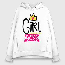 Женское худи Oversize хлопок с принтом Girl Boss , френч-терри — 70% хлопок, 30% полиэстер. Мягкий теплый начес внутри —100% хлопок | боковые карманы, эластичные манжеты и нижняя кромка, капюшон на магнитной кнопке | девочка | девчачья