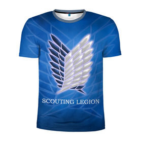 Мужская футболка 3D спортивная с принтом Scouting Legion , 100% полиэстер с улучшенными характеристиками | приталенный силуэт, круглая горловина, широкие плечи, сужается к линии бедра | Тематика изображения на принте: attack on titan | wings | атака титанов | крылья свободы