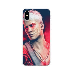 Чехол для Apple iPhone X силиконовый матовый с принтом DmC: Devil May Cry , Силикон | Печать на задней стороне чехла, без боковой панели | dante | данте