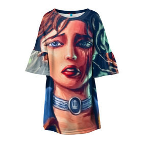 Детское платье 3D с принтом BioShock Infinite , 100% полиэстер | прямой силуэт, чуть расширенный к низу. Круглая горловина, на рукавах — воланы | Тематика изображения на принте: elizabeth | биошок | элизабет
