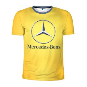 Мужская футболка 3D спортивная с принтом Yellow Benz , 100% полиэстер с улучшенными характеристиками | приталенный силуэт, круглая горловина, широкие плечи, сужается к линии бедра | car | mercedes | авто | мерседес
