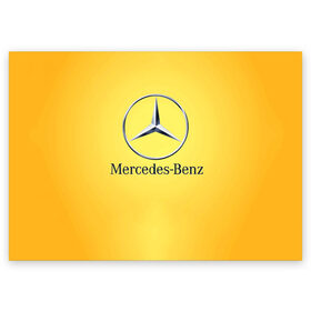 Поздравительная открытка с принтом Yellow Benz , 100% бумага | плотность бумаги 280 г/м2, матовая, на обратной стороне линовка и место для марки
 | Тематика изображения на принте: car | mercedes | авто | мерседес