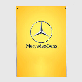 Постер с принтом Yellow Benz , 100% бумага
 | бумага, плотность 150 мг. Матовая, но за счет высокого коэффициента гладкости имеет небольшой блеск и дает на свету блики, но в отличии от глянцевой бумаги не покрыта лаком | car | mercedes | авто | мерседес