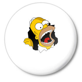 Значок с принтом The Simpsons ,  металл | круглая форма, металлическая застежка в виде булавки | гомер | крик | симпсоны | спрингфилд