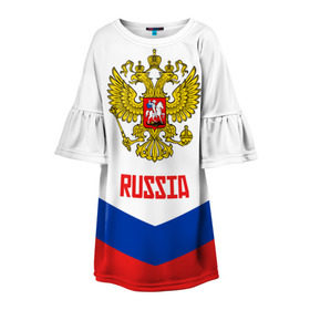 Детское платье 3D с принтом RUSSIA HOCKEY , 100% полиэстер | прямой силуэт, чуть расширенный к низу. Круглая горловина, на рукавах — воланы | Тематика изображения на принте: 2015 | 2016 | 2017 | hockey | hokey | ru | russia | russian | team | герб | россии | россия | ру | сборная | состав | хоккей | чм | чм2017