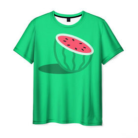 Мужская футболка 3D с принтом Арбуз , 100% полиэфир | прямой крой, круглый вырез горловины, длина до линии бедер | fruits | vegan | vegetables | vegetarian | веган | вегетарианство | еда | овощи | фрукты