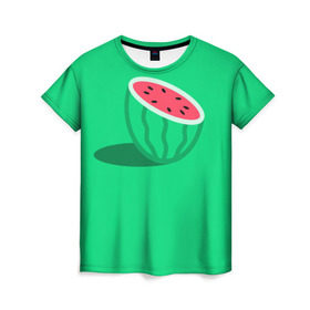 Женская футболка 3D с принтом Арбуз , 100% полиэфир ( синтетическое хлопкоподобное полотно) | прямой крой, круглый вырез горловины, длина до линии бедер | fruits | vegan | vegetables | vegetarian | веган | вегетарианство | еда | овощи | фрукты