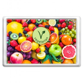 Магнит 45*70 с принтом Vegetarian , Пластик | Размер: 78*52 мм; Размер печати: 70*45 | fruits | vegan | vegetables | vegetarian | веган | вегетарианство | еда | овощи | фрукты