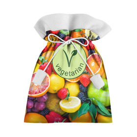 Подарочный 3D мешок с принтом Vegetarian , 100% полиэстер | Размер: 29*39 см | fruits | vegan | vegetables | vegetarian | веган | вегетарианство | еда | овощи | фрукты