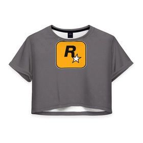 Женская футболка 3D укороченная с принтом Rockstar Games , 100% полиэстер | круглая горловина, длина футболки до линии талии, рукава с отворотами | carl johnson | grand theft auto | gta | los santos | sa | san andreas | гта