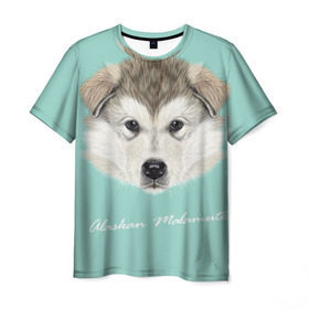 Мужская футболка 3D с принтом Alaskan Malamute , 100% полиэфир | прямой крой, круглый вырез горловины, длина до линии бедер | alaskan malamute | dog | puppy | маламут | собака | хаски | щенок