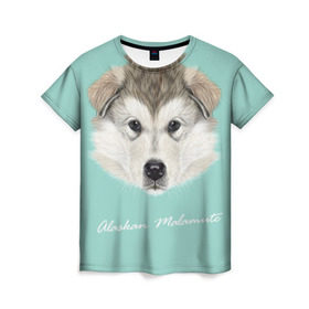 Женская футболка 3D с принтом Alaskan Malamute , 100% полиэфир ( синтетическое хлопкоподобное полотно) | прямой крой, круглый вырез горловины, длина до линии бедер | alaskan malamute | dog | puppy | маламут | собака | хаски | щенок