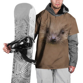 Накидка на куртку 3D с принтом Ёжик , 100% полиэстер |  | голова | еж | ежик | животные | мордочка | природа