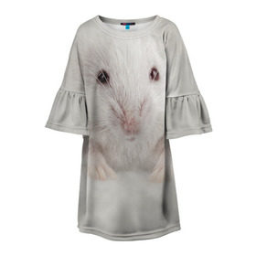 Детское платье 3D с принтом Крыса , 100% полиэстер | прямой силуэт, чуть расширенный к низу. Круглая горловина, на рукавах — воланы | животные | крыса | мордочка | мышка | мышь | природа