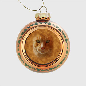 Стеклянный ёлочный шар с принтом Рыжий котик , Стекло | Диаметр: 80 мм | животные | кот | котенок | котик | кошка | мордочка | рыжий