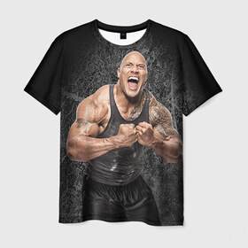 Мужская футболка 3D с принтом Скала , 100% полиэфир | прямой крой, круглый вырез горловины, длина до линии бедер | wrestling