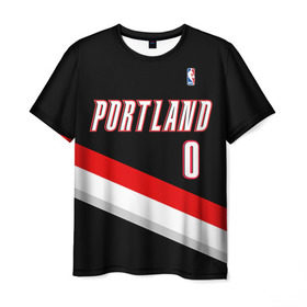 Мужская футболка 3D с принтом Форма Portland Trail Blazers чёрная , 100% полиэфир | прямой крой, круглый вырез горловины, длина до линии бедер | nba