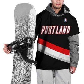 Накидка на куртку 3D с принтом Форма Portland Trail Blazers чёрная , 100% полиэстер |  | Тематика изображения на принте: nba
