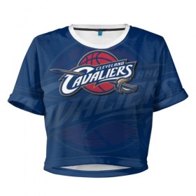 Женская футболка 3D укороченная с принтом NBA: Cleveland Cavaliers , 100% полиэстер | круглая горловина, длина футболки до линии талии, рукава с отворотами | nba