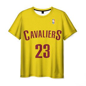 Мужская футболка 3D с принтом Форма Cavaliers Cleveland жёлтая , 100% полиэфир | прямой крой, круглый вырез горловины, длина до линии бедер | nba