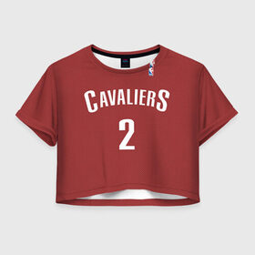 Женская футболка 3D укороченная с принтом Форма Cavaliers Cleveland красная , 100% полиэстер | круглая горловина, длина футболки до линии талии, рукава с отворотами | nba