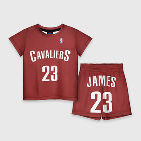 Детский костюм с шортами 3D с принтом Форма Cavaliers Cleveland красная ,  |  | nba