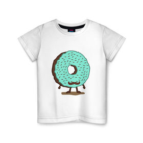 Детская футболка хлопок с принтом мужской пончик , 100% хлопок | круглый вырез горловины, полуприлегающий силуэт, длина до линии бедер | donuts | пончик