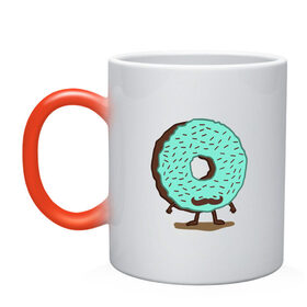Кружка хамелеон с принтом мужской пончик , керамика | меняет цвет при нагревании, емкость 330 мл | donuts | пончик