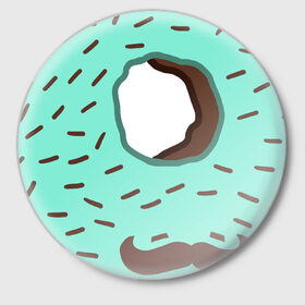 Значок с принтом мужской пончик ,  металл | круглая форма, металлическая застежка в виде булавки | Тематика изображения на принте: donuts | пончик