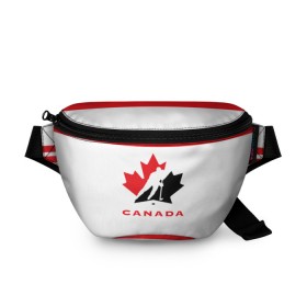 Поясная сумка 3D с принтом TEAM CANADA , 100% полиэстер | плотная ткань, ремень с регулируемой длиной, внутри несколько карманов для мелочей, основное отделение и карман с обратной стороны сумки застегиваются на молнию | 2017 | canada | team | teamcanada | канада | мира | россия | хоккей | чемпионат | чм2017