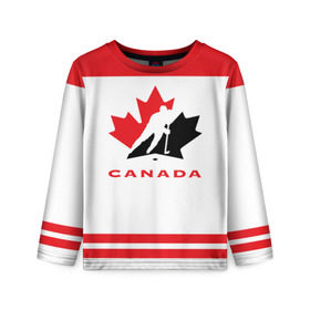 Детский лонгслив 3D с принтом TEAM CANADA , 100% полиэстер | длинные рукава, круглый вырез горловины, полуприлегающий силуэт
 | Тематика изображения на принте: 2017 | canada | team | teamcanada | канада | мира | россия | хоккей | чемпионат | чм2017