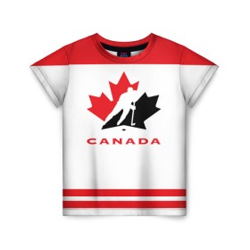 Детская футболка 3D с принтом TEAM CANADA , 100% гипоаллергенный полиэфир | прямой крой, круглый вырез горловины, длина до линии бедер, чуть спущенное плечо, ткань немного тянется | 2017 | canada | team | teamcanada | канада | мира | россия | хоккей | чемпионат | чм2017