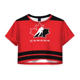 Женская футболка 3D укороченная с принтом TEAM CANADA , 100% полиэстер | круглая горловина, длина футболки до линии талии, рукава с отворотами | 2017 | canada | hochey | team | teamcanada | канада | мира | россия | хоккей | чемпионат | чм2017