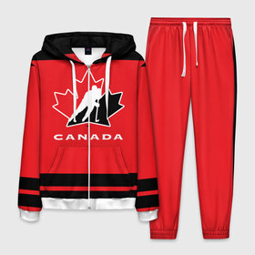 Мужской костюм 3D с принтом TEAM CANADA , 100% полиэстер | Манжеты и пояс оформлены тканевой резинкой, двухслойный капюшон со шнурком для регулировки, карманы спереди | 2017 | canada | hochey | team | teamcanada | канада | мира | россия | хоккей | чемпионат | чм2017