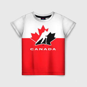 Детская футболка 3D с принтом TEAM CANADA , 100% гипоаллергенный полиэфир | прямой крой, круглый вырез горловины, длина до линии бедер, чуть спущенное плечо, ткань немного тянется | 2017 | canada | hochey | team | teamcanada | канада | мира | россия | хоккей | чемпионат | чм2017