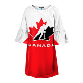 Детское платье 3D с принтом TEAM CANADA , 100% полиэстер | прямой силуэт, чуть расширенный к низу. Круглая горловина, на рукавах — воланы | 2017 | canada | hochey | team | teamcanada | канада | мира | россия | хоккей | чемпионат | чм2017