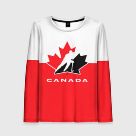 Женский лонгслив 3D с принтом TEAM CANADA , 100% полиэстер | длинные рукава, круглый вырез горловины, полуприлегающий силуэт | 2017 | canada | hochey | team | teamcanada | канада | мира | россия | хоккей | чемпионат | чм2017