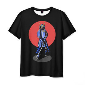 Мужская футболка 3D с принтом Самурай, японское солнце , 100% полиэфир | прямой крой, круглый вырез горловины, длина до линии бедер | азия | воин | катана | меч | сегун | сэнсэй | харакири | честь | японец | япония