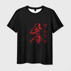Мужская футболка 3D с принтом Японские иероглифы - самурай , 100% полиэфир | прямой крой, круглый вырез горловины, длина до линии бедер | Тематика изображения на принте: азия | воин | катана | меч | сегун | сэнсэй | харакири | честь | японец | япония