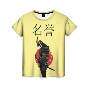 Женская футболка 3D с принтом Японский самурай (честь) , 100% полиэфир ( синтетическое хлопкоподобное полотно) | прямой крой, круглый вырез горловины, длина до линии бедер | meiyo | самурай | япония