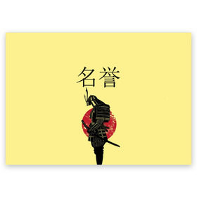 Поздравительная открытка с принтом Японский самурай (честь) , 100% бумага | плотность бумаги 280 г/м2, матовая, на обратной стороне линовка и место для марки
 | meiyo | самурай | япония