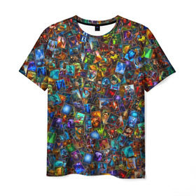Мужская футболка 3D с принтом Герои DOTA2 , 100% полиэфир | прямой крой, круглый вырез горловины, длина до линии бедер | Тематика изображения на принте: rpg | warcraft | дота | карточки | паттерн | персонажи | стратегия | текстура