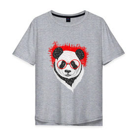 Мужская футболка хлопок Oversize с принтом Умная панда , 100% хлопок | свободный крой, круглый ворот, “спинка” длиннее передней части | абстрактная | каракули | милая | очкарик | очки | панда | ручная графика | умный