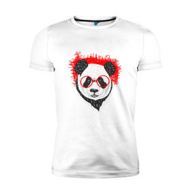 Мужская футболка премиум с принтом Умная панда , 92% хлопок, 8% лайкра | приталенный силуэт, круглый вырез ворота, длина до линии бедра, короткий рукав | абстрактная | каракули | милая | очкарик | очки | панда | ручная графика | умный