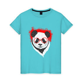 Женская футболка хлопок с принтом Умная панда , 100% хлопок | прямой крой, круглый вырез горловины, длина до линии бедер, слегка спущенное плечо | абстрактная | каракули | милая | очкарик | очки | панда | ручная графика | умный