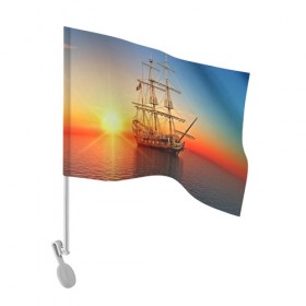 Флаг для автомобиля с принтом Фрегат , 100% полиэстер | Размер: 30*21 см | 3d | blue | брызги | вмф | вода | военный | волны | исторический | капли | корабль | лето | море | моряк | океан | природа | фрегат | шторм