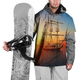 Накидка на куртку 3D с принтом Фрегат , 100% полиэстер |  | 3d | blue | брызги | вмф | вода | военный | волны | исторический | капли | корабль | лето | море | моряк | океан | природа | фрегат | шторм