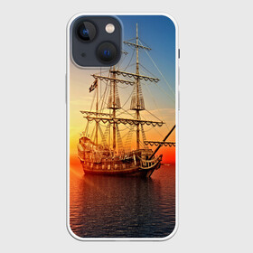 Чехол для iPhone 13 mini с принтом Фрегат ,  |  | 3d | blue | брызги | вмф | вода | военный | волны | исторический | капли | корабль | лето | море | моряк | океан | природа | фрегат | шторм